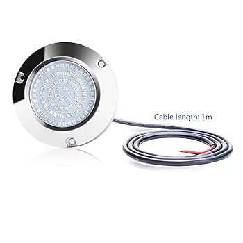 Pactrade Marine Underwaterライト超明るいLEDステンレススチールサーフェスマウント、ホワイト SeaVolt Round 6-LED Underwater Light | Blue Bezel 2-Pack